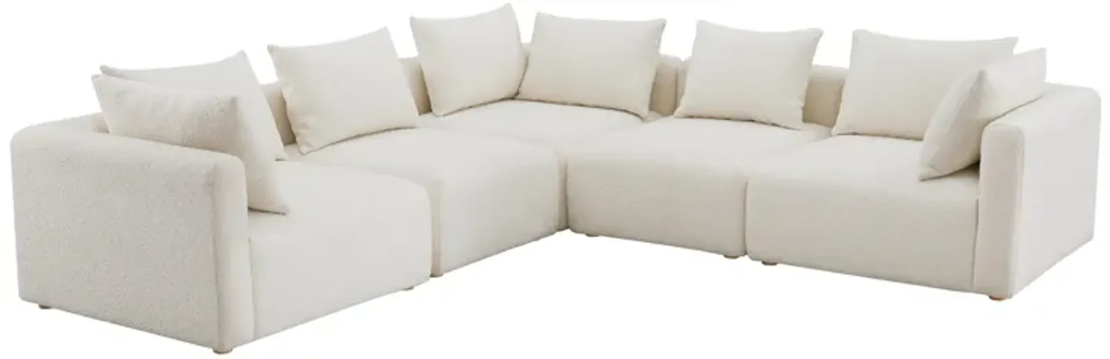 Hangover Cream Boucle 5-Piece Modular L-Sectional