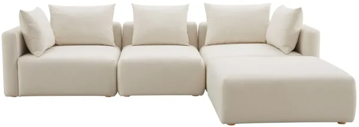 Hangover Cream Performance Linen 4-Piece Modular Sectional