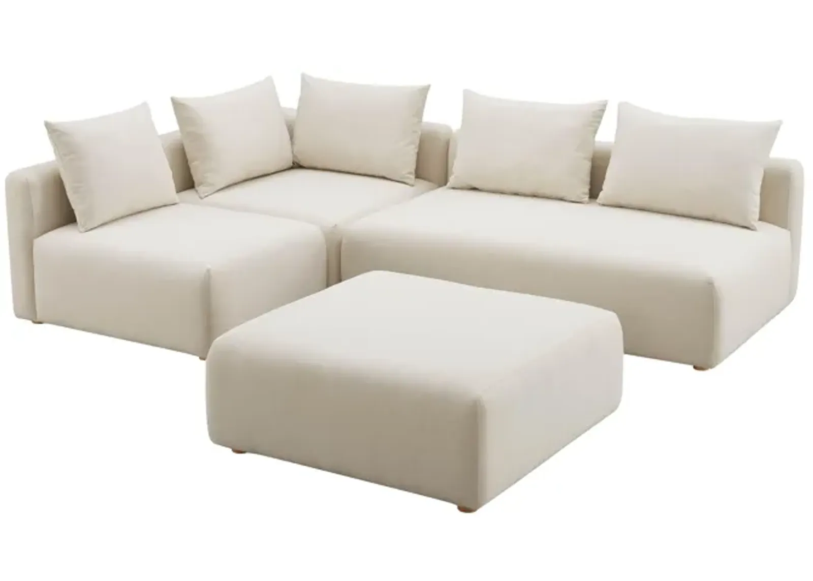 Hangover Cream Performance Linen 4-Piece Modular Chaise Sectional