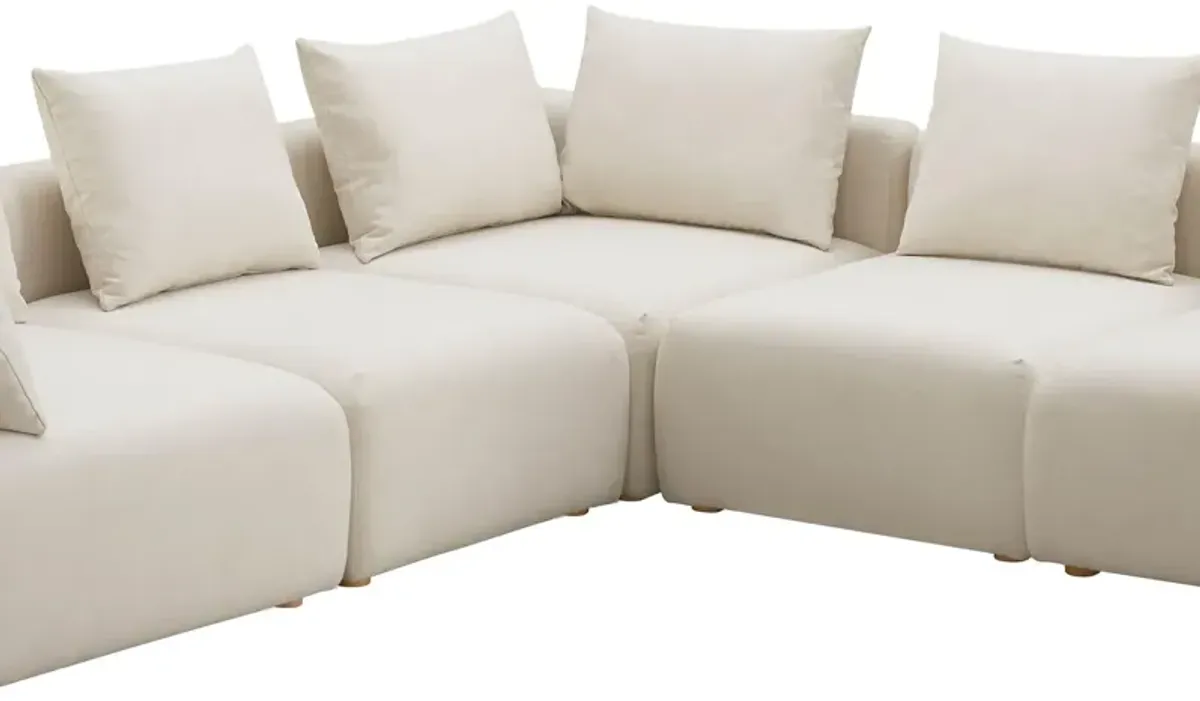 Hangover Cream Performance Linen 5-Piece Modular L-Sectional