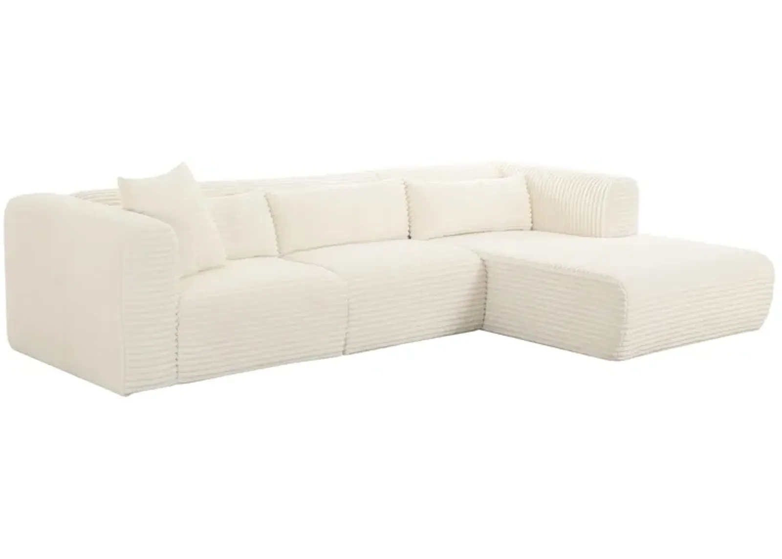 Tarra Fluffy Oversized Cream Corduroy Modular RAF Sectional