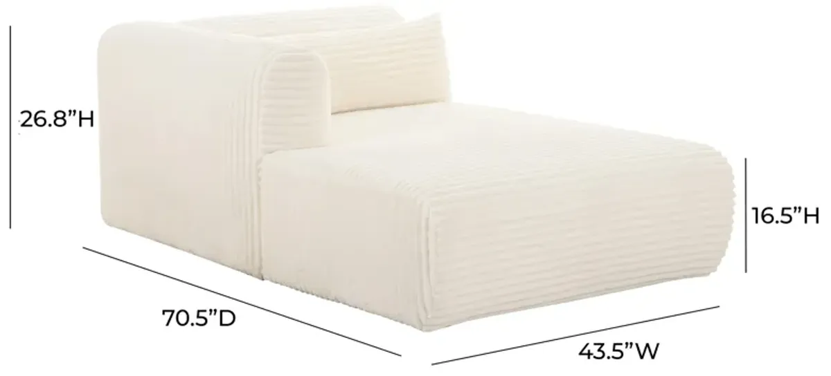 Tarra Fluffy Oversized Cream Corduroy Modular LAF Chaise