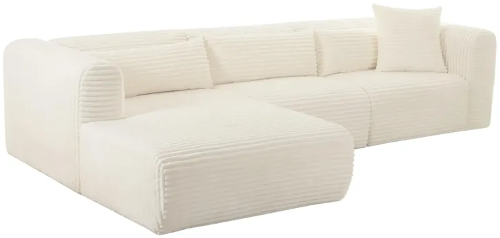 Tarra Fluffy Oversized Cream Corduroy Modular LAF Sectional