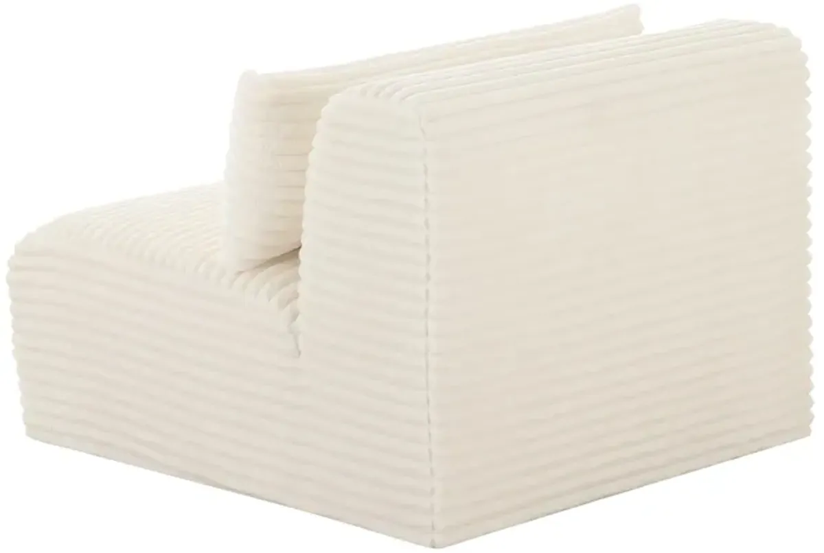 Tarra Fluffy Oversized Cream Corduroy Modular Armless Chair