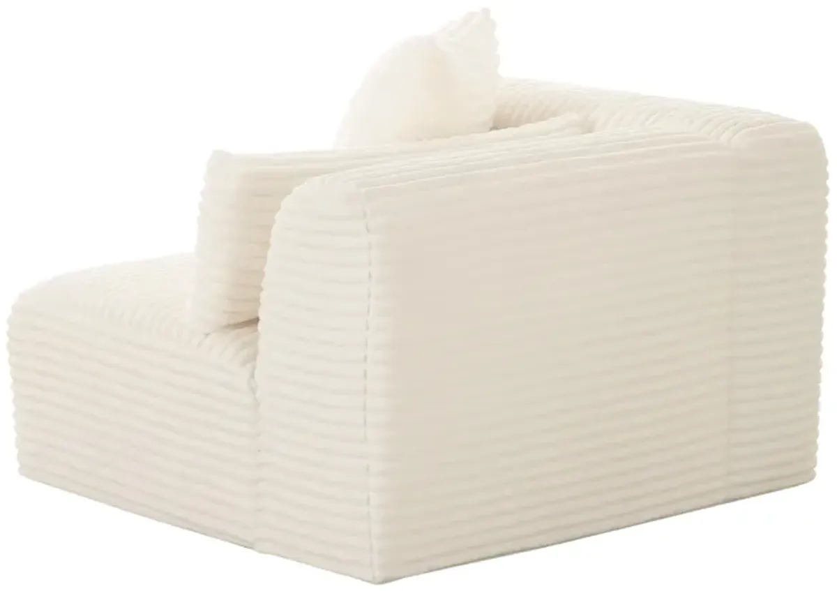 Tarra Fluffy Oversized Cream Corduroy Modular LAF Corner Chair