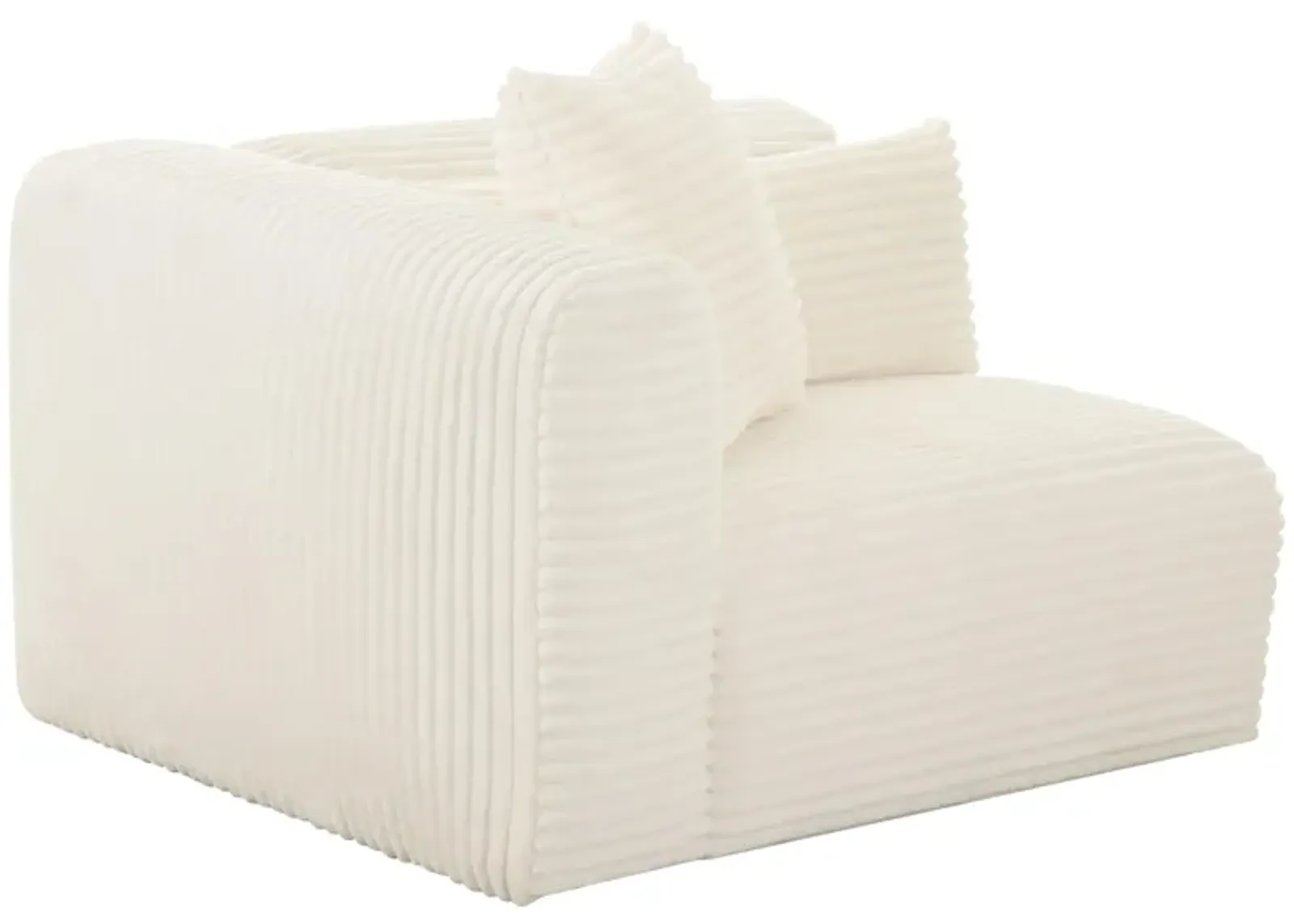 Tarra Fluffy Oversized Cream Corduroy Modular LAF Corner Chair