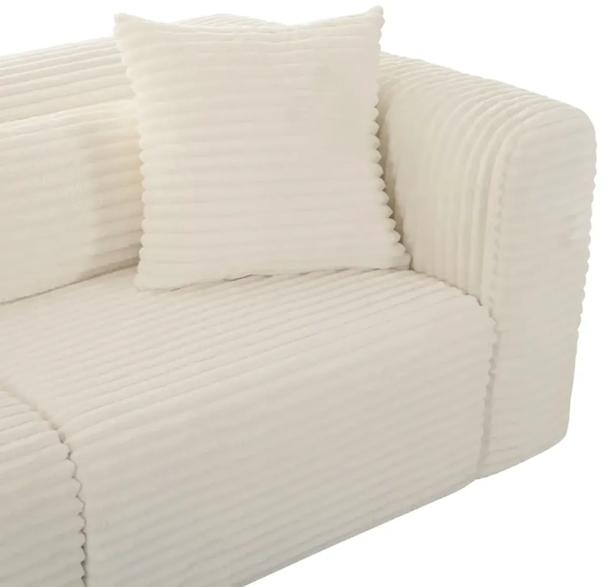 Tarra Fluffy Oversized Cream Corduroy Modular Sofa