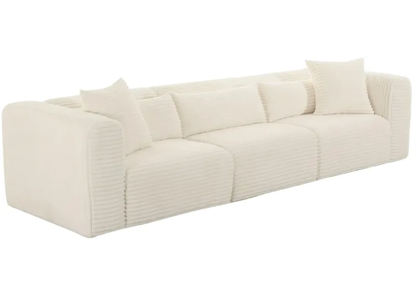 Tarra Fluffy Oversized Cream Corduroy Modular Sofa