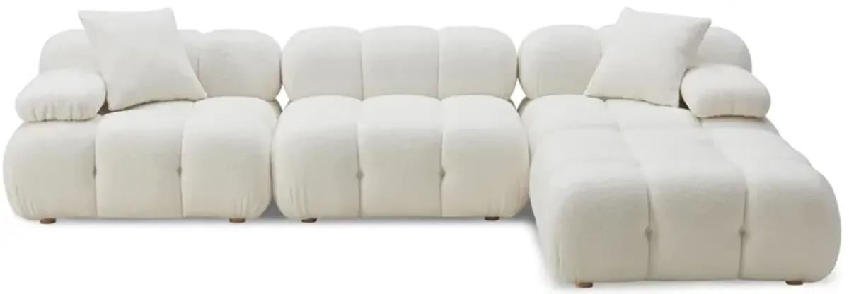 Calliope Cream Vegan Shearling 4-piece Modular Sectional