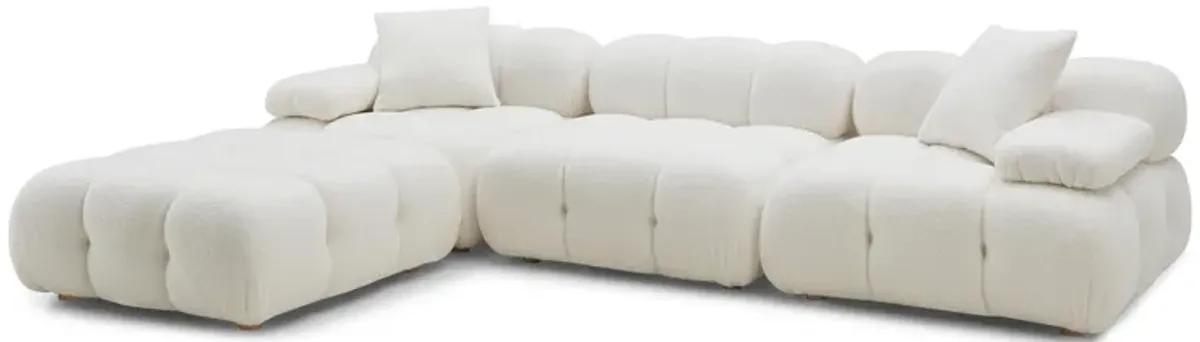 Calliope Cream Vegan Shearling 4-piece Modular Sectional