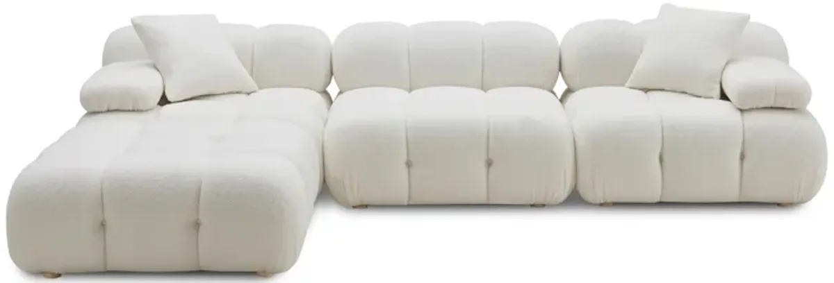 Calliope Cream Vegan Shearling 4-piece Modular Sectional