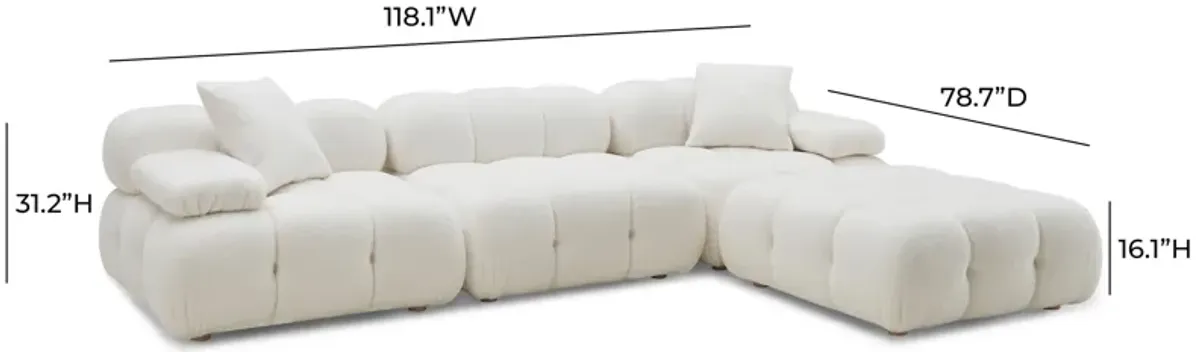 Calliope Cream Vegan Shearling 4-piece Modular Sectional