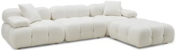 Calliope Cream Vegan Shearling 4-piece Modular Sectional