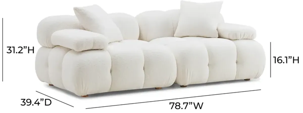 Calliope Cream Vegan Shearling Modular Loveseat