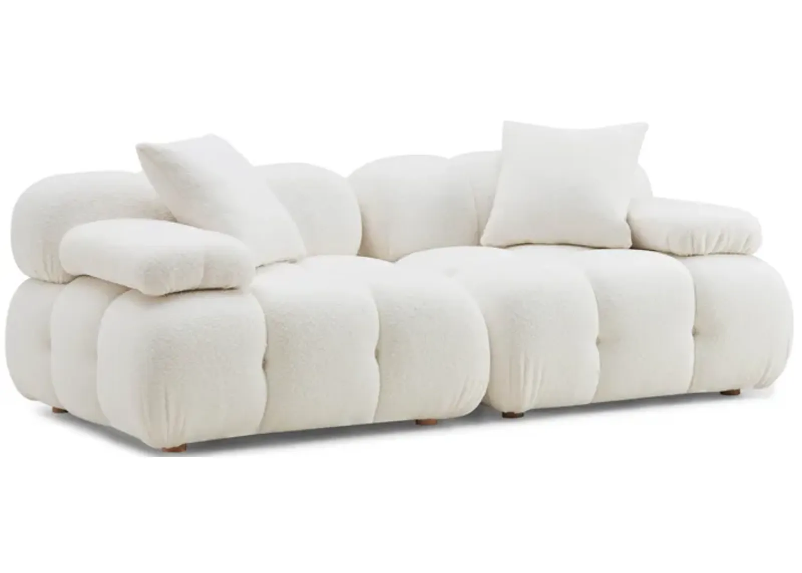 Calliope Cream Vegan Shearling Modular Loveseat