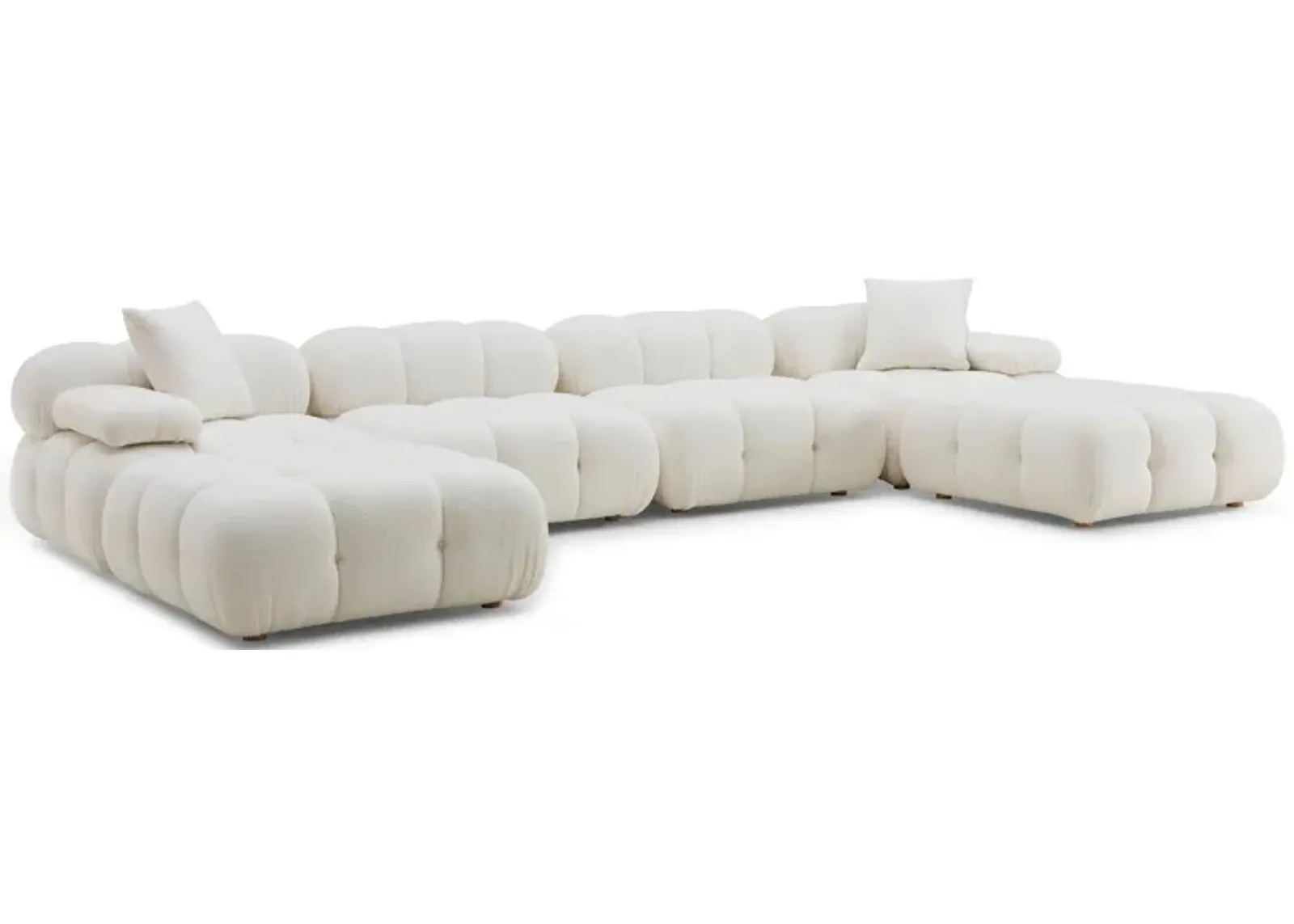 Calliope Cream Vegan Shearling 6-piece Modular U-Sectional