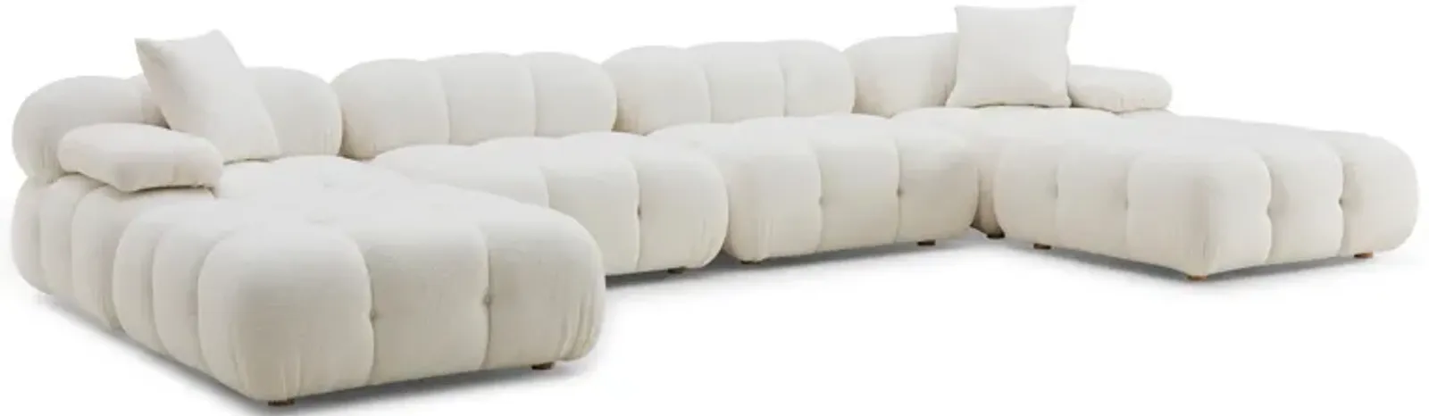 Calliope Cream Vegan Shearling 6-piece Modular U-Sectional