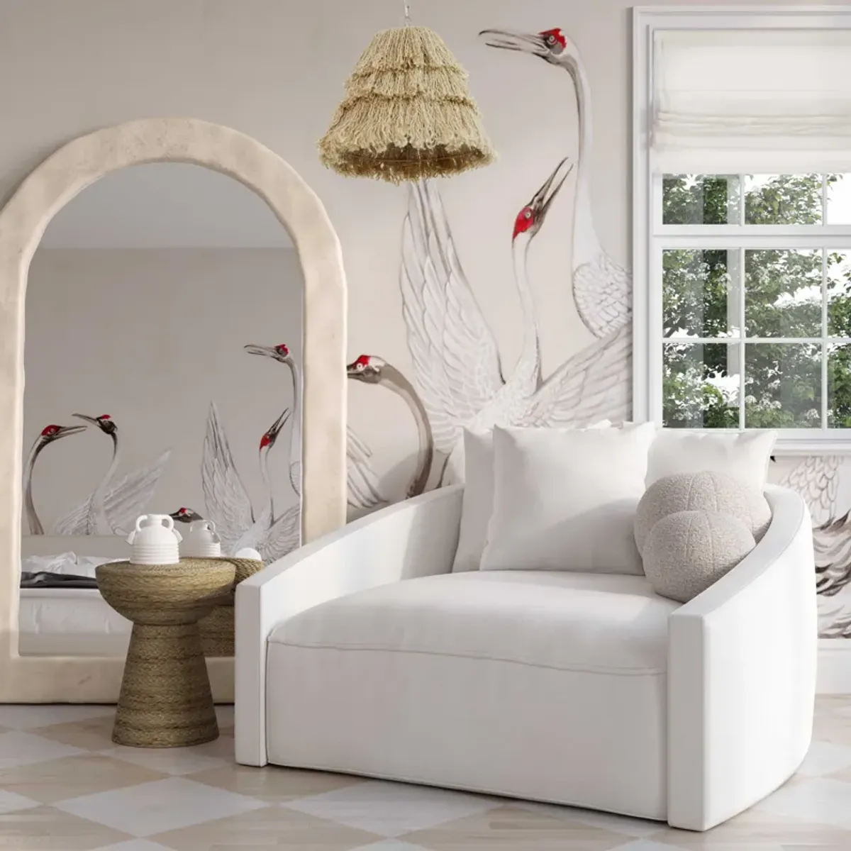 Hanim Cream Performance Fabric Daybed