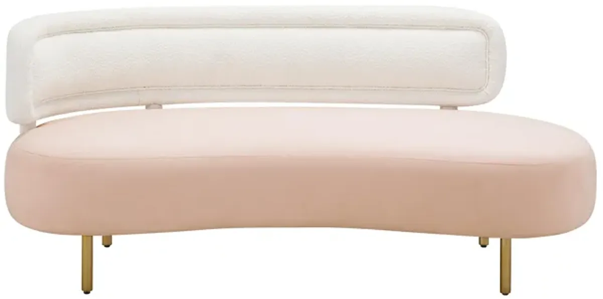 Tischa Cream Boucle & Blush Velvet Sofa