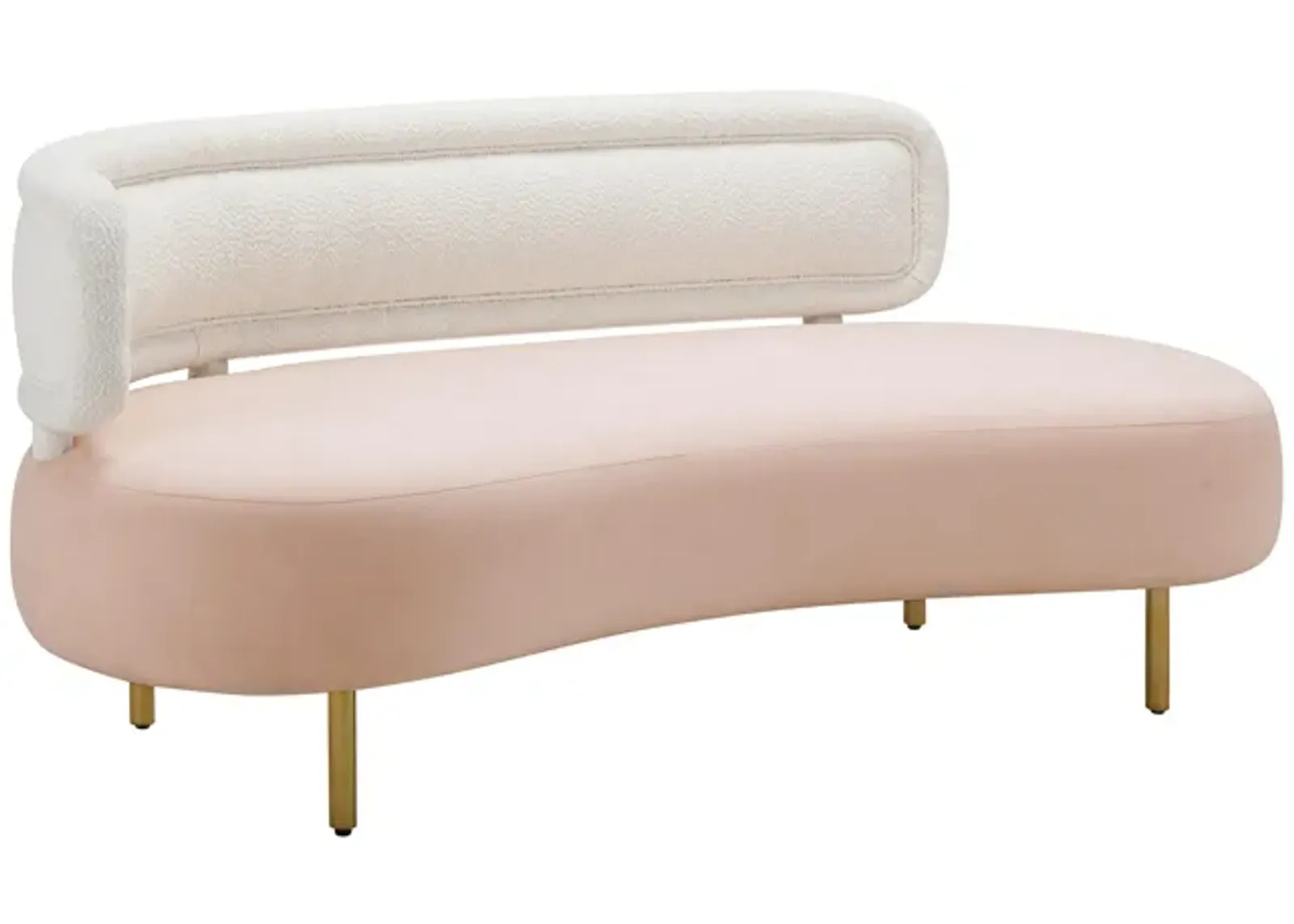 Tischa Cream Boucle & Blush Velvet Sofa