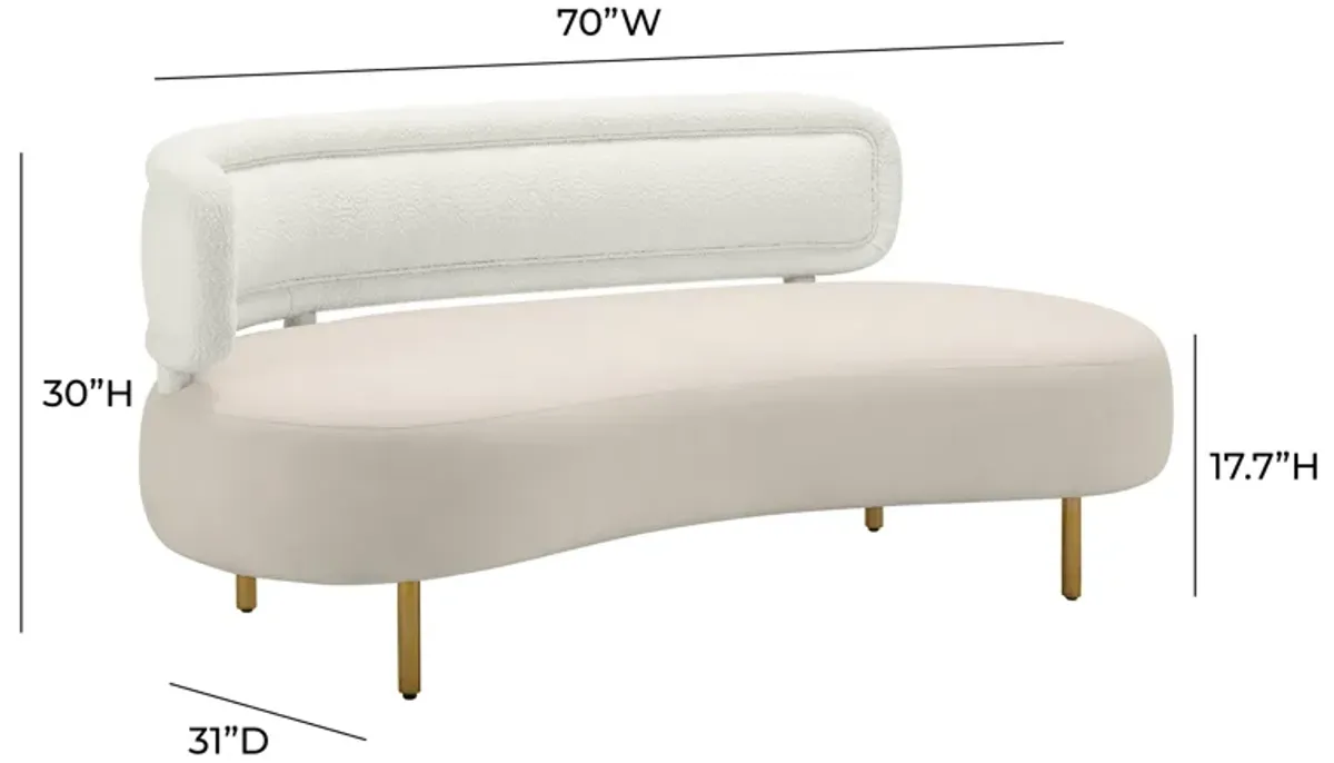 Tischa Cream Boucle & Grey Velvet Sofa