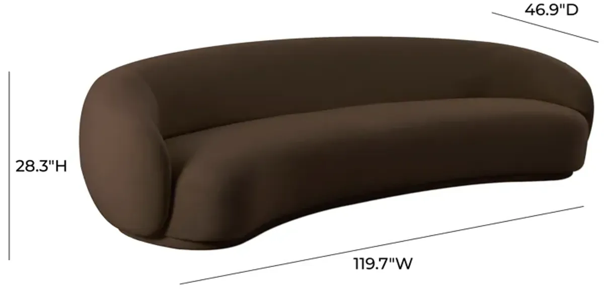 Kendall Chocolate Brown Velvet 120 Inch Sofa