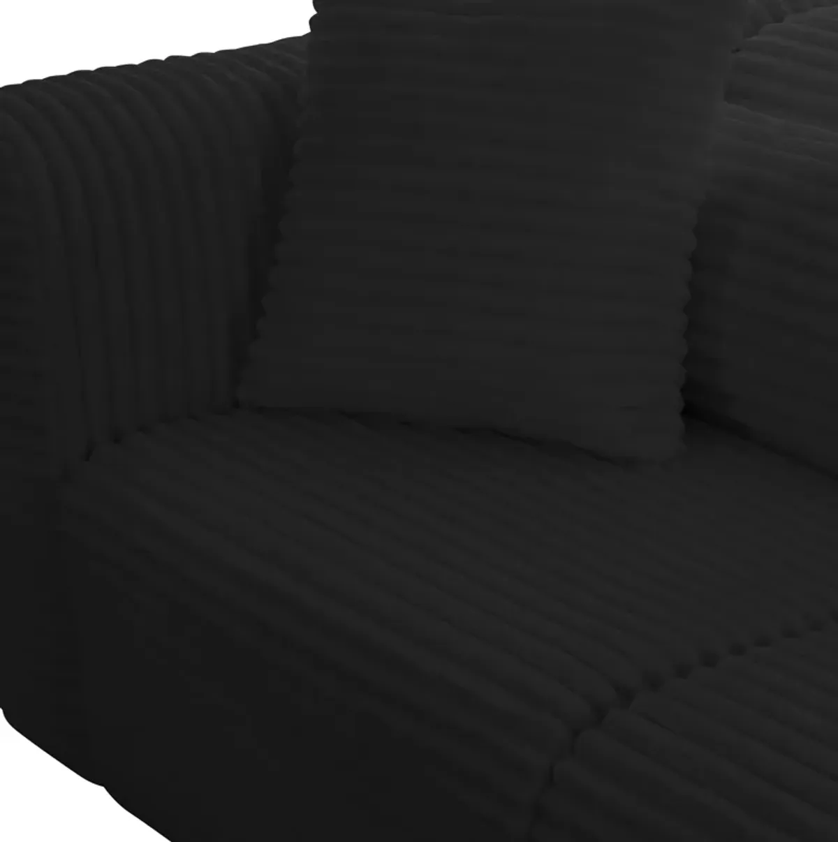 Tarra Fluffy Oversized Black Corduroy Modular RAF Sectional