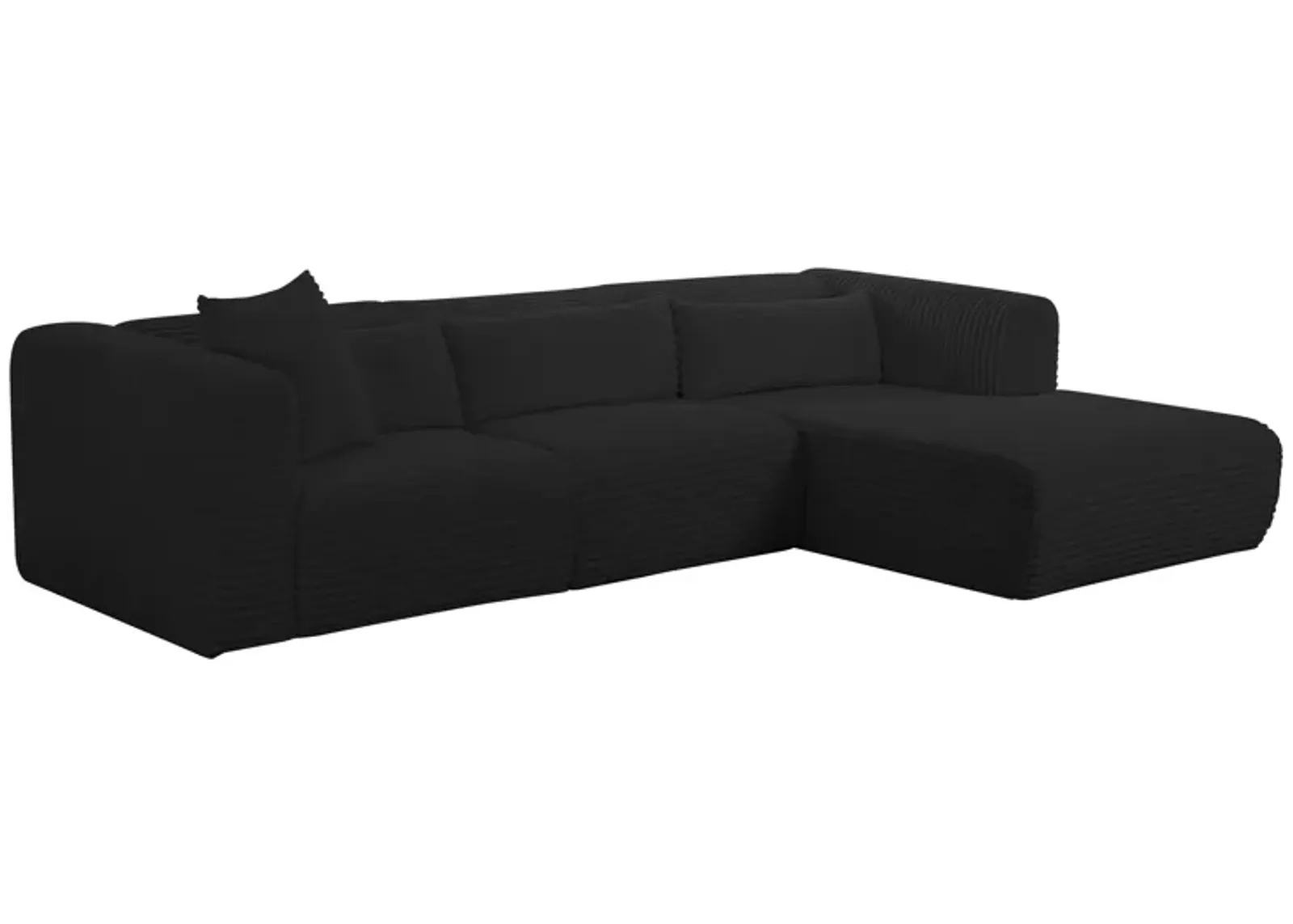 Tarra Fluffy Oversized Black Corduroy Modular RAF Sectional