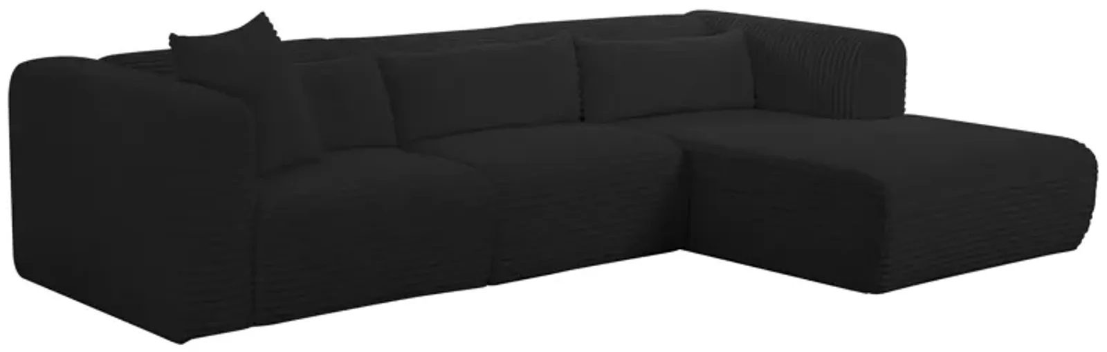 Tarra Fluffy Oversized Black Corduroy Modular RAF Sectional