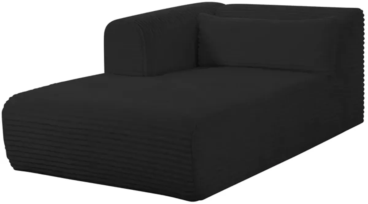 Tarra Fluffy Oversized Black Corduroy Modular LAF Chaise