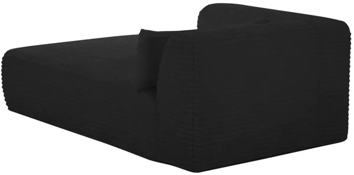 Tarra Fluffy Oversized Black Corduroy Modular LAF Chaise