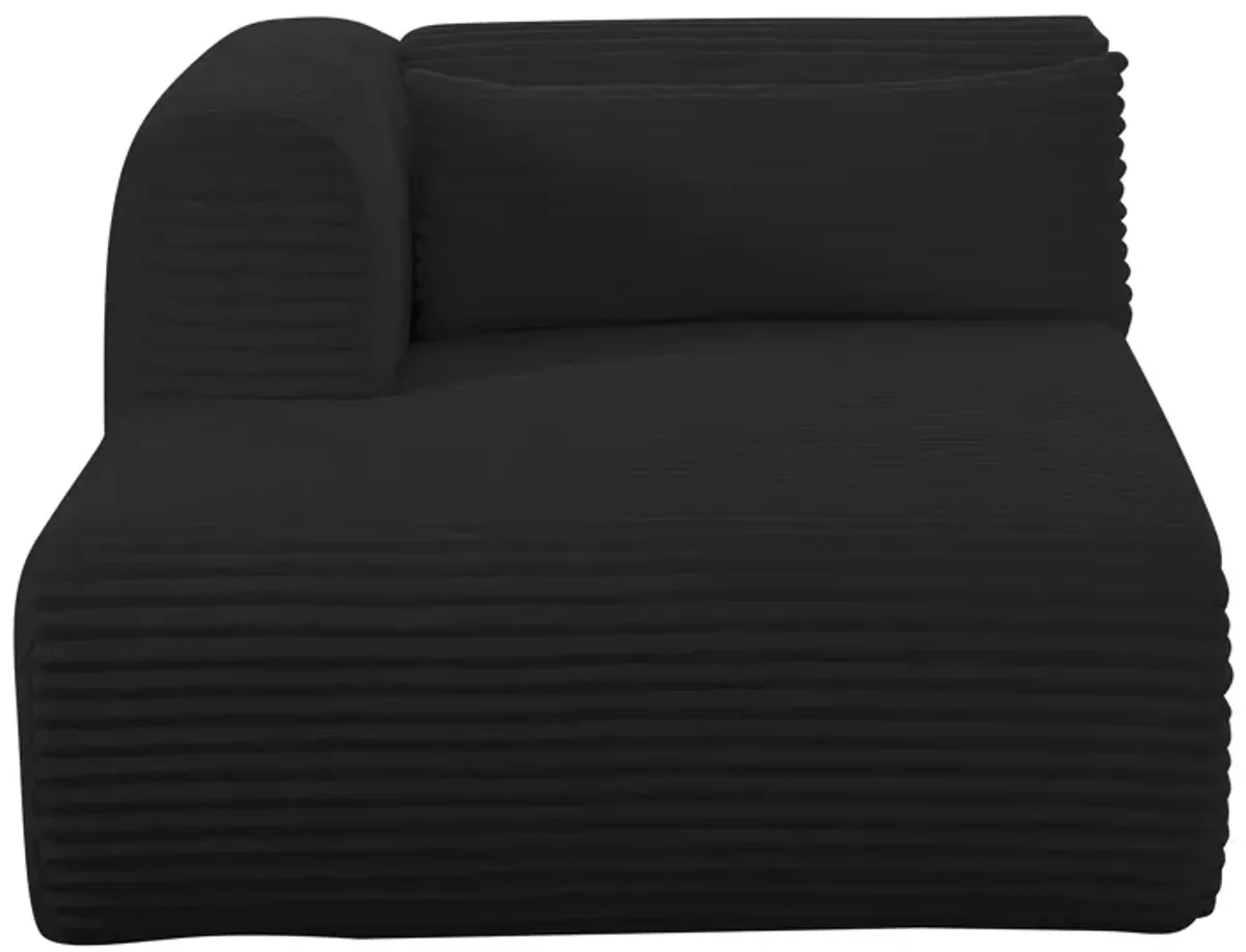 Tarra Fluffy Oversized Black Corduroy Modular LAF Chaise