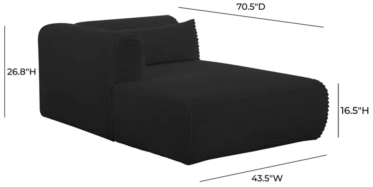 Tarra Fluffy Oversized Black Corduroy Modular LAF Chaise