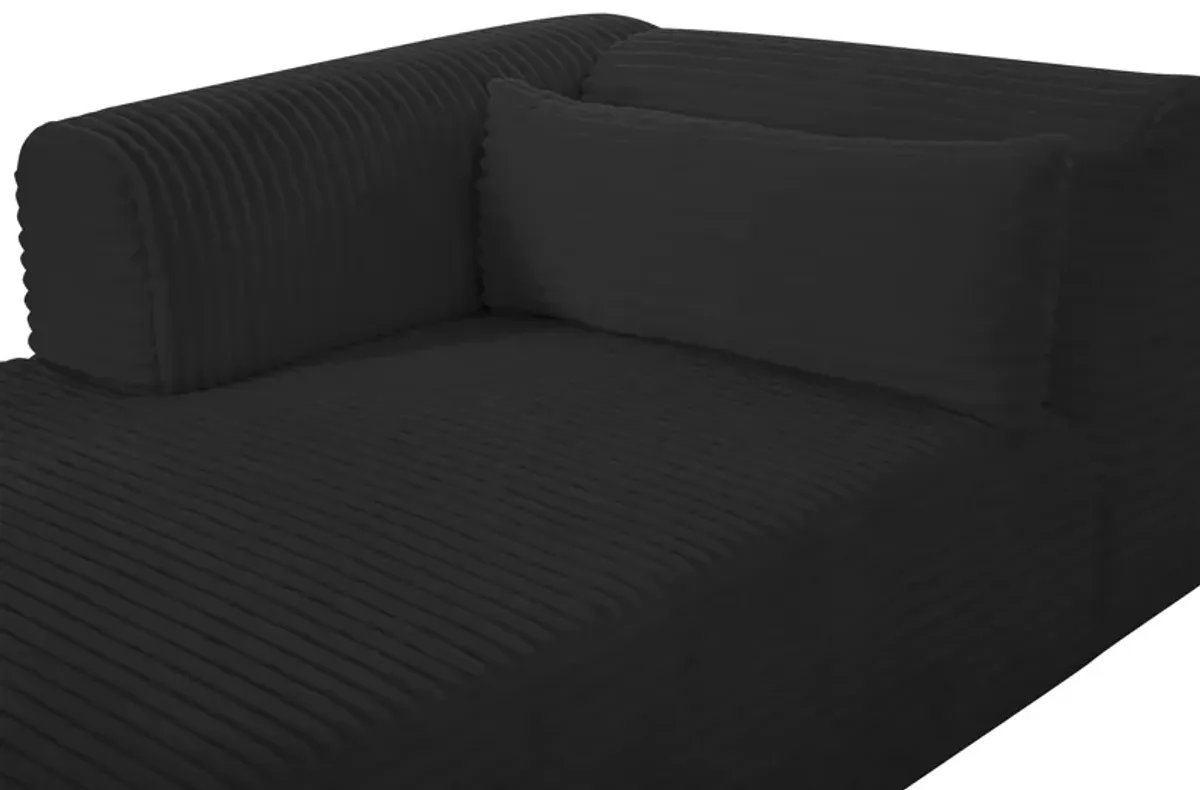 Tarra Fluffy Oversized Black Corduroy Modular LAF Chaise