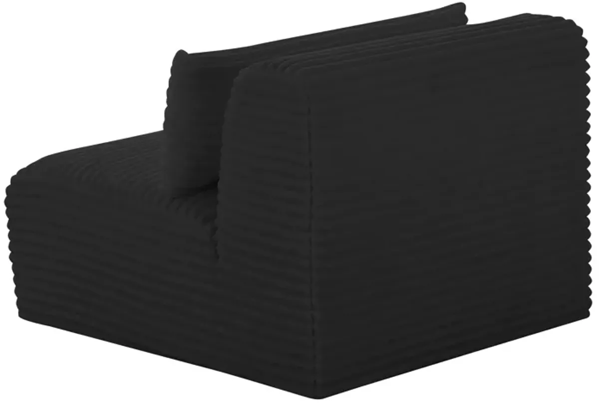 Tarra Fluffy Oversized Black Corduroy Modular Armless Chair