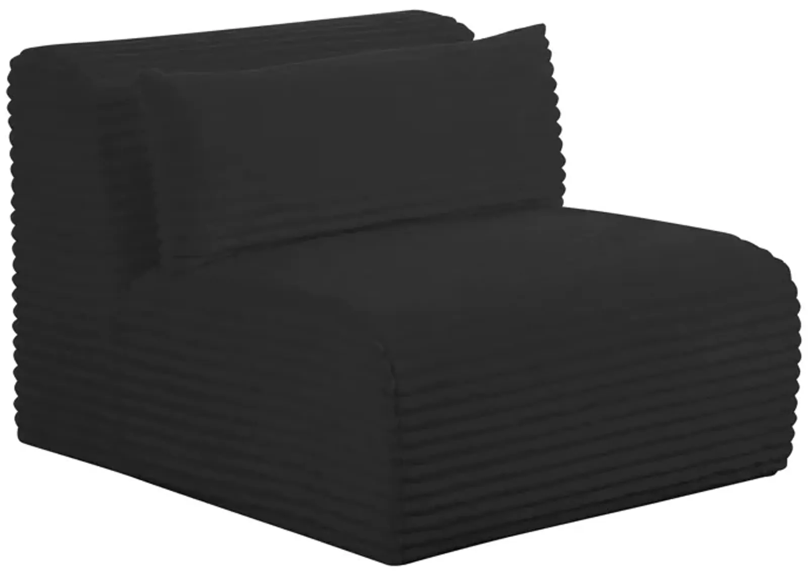 Tarra Fluffy Oversized Black Corduroy Modular Armless Chair