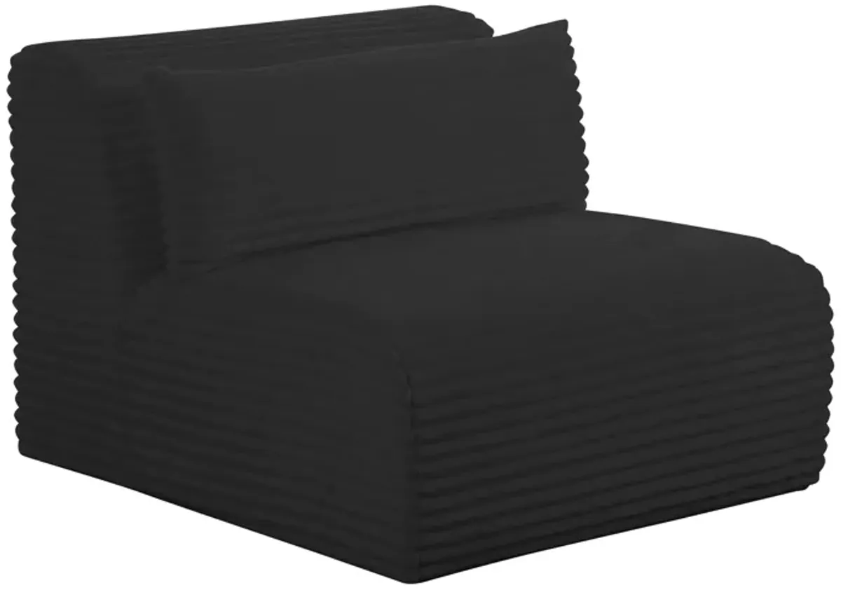 Tarra Fluffy Oversized Black Corduroy Modular Armless Chair