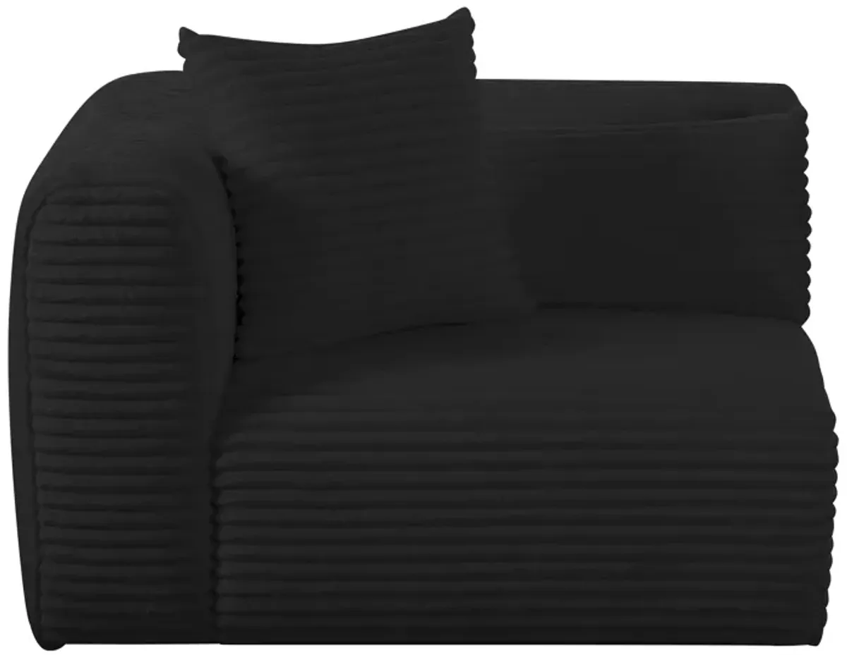 Tarra Fluffy Oversized Black Corduroy Modular LAF Corner Chair