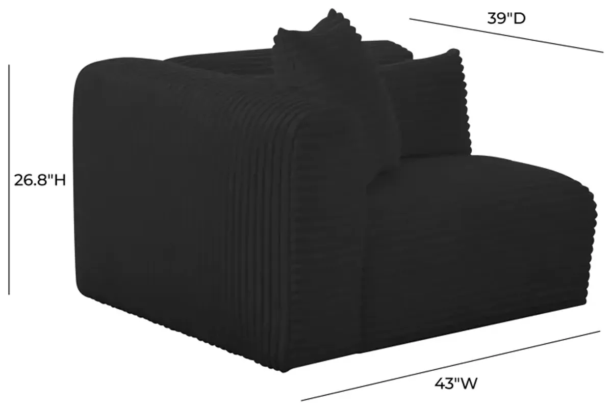 Tarra Fluffy Oversized Black Corduroy Modular LAF Corner Chair