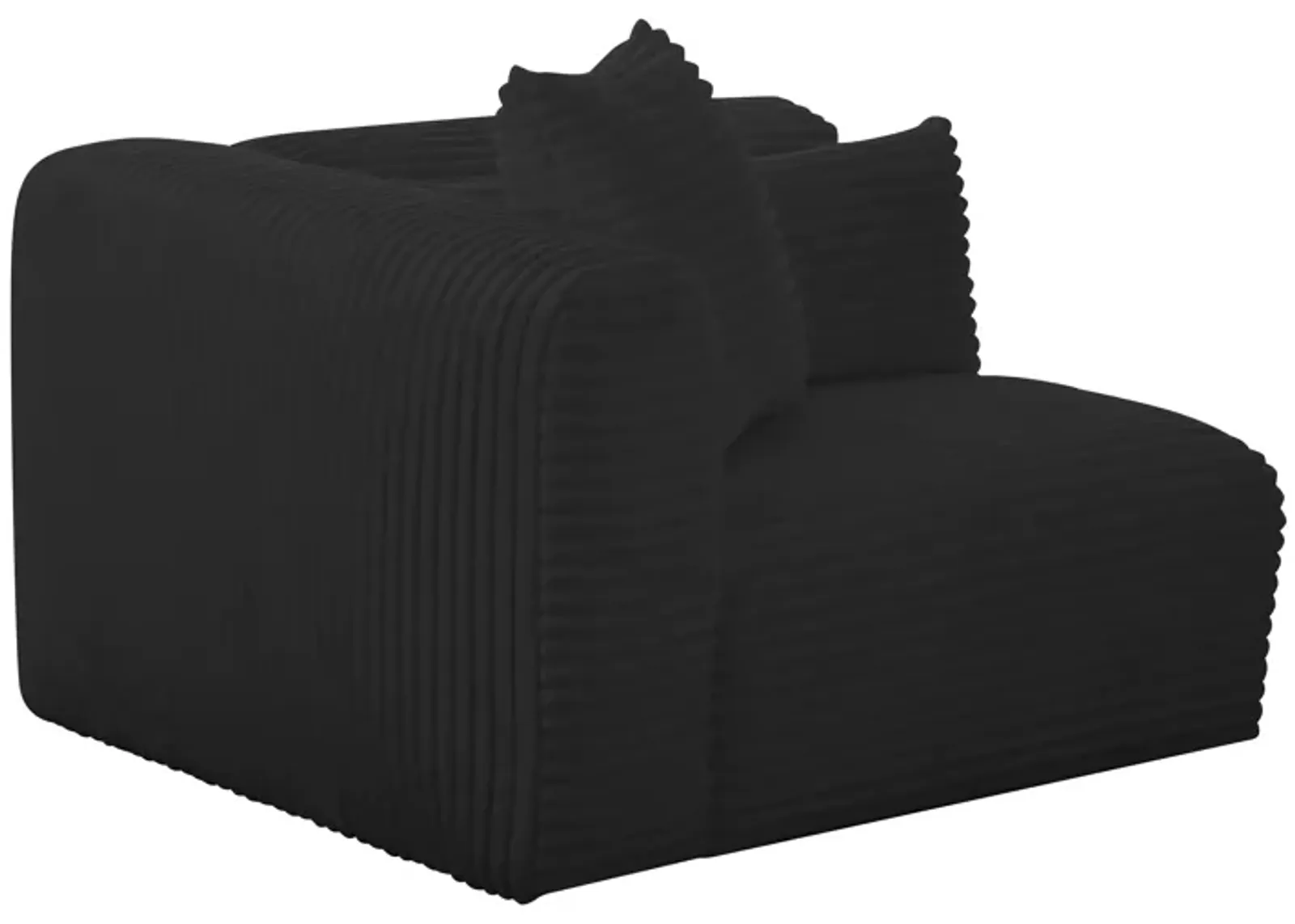 Tarra Fluffy Oversized Black Corduroy Modular LAF Corner Chair