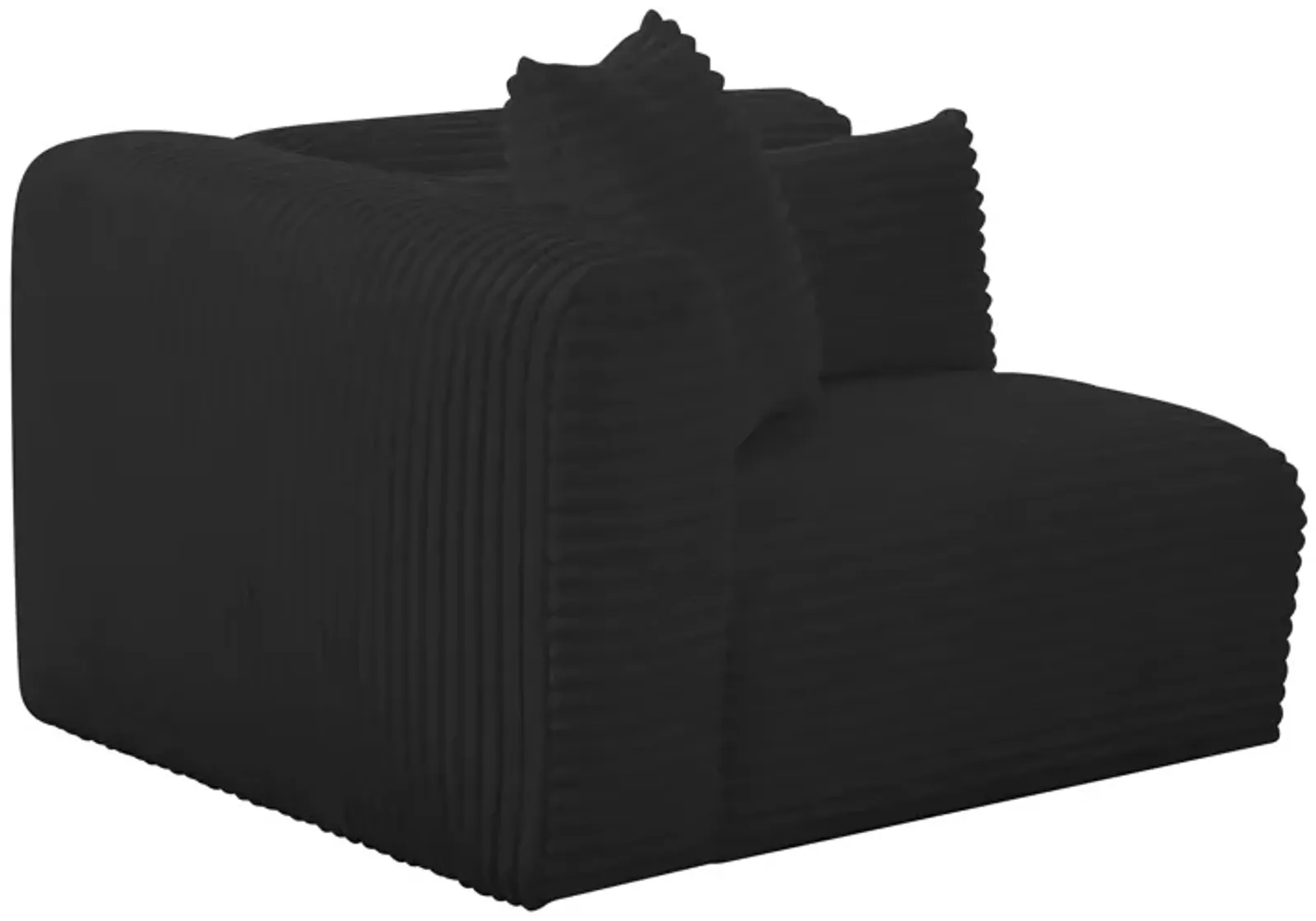 Tarra Fluffy Oversized Black Corduroy Modular LAF Corner Chair