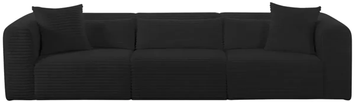 Tarra Fluffy Oversized Black Corduroy Modular Sofa