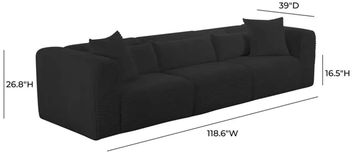 Tarra Fluffy Oversized Black Corduroy Modular Sofa