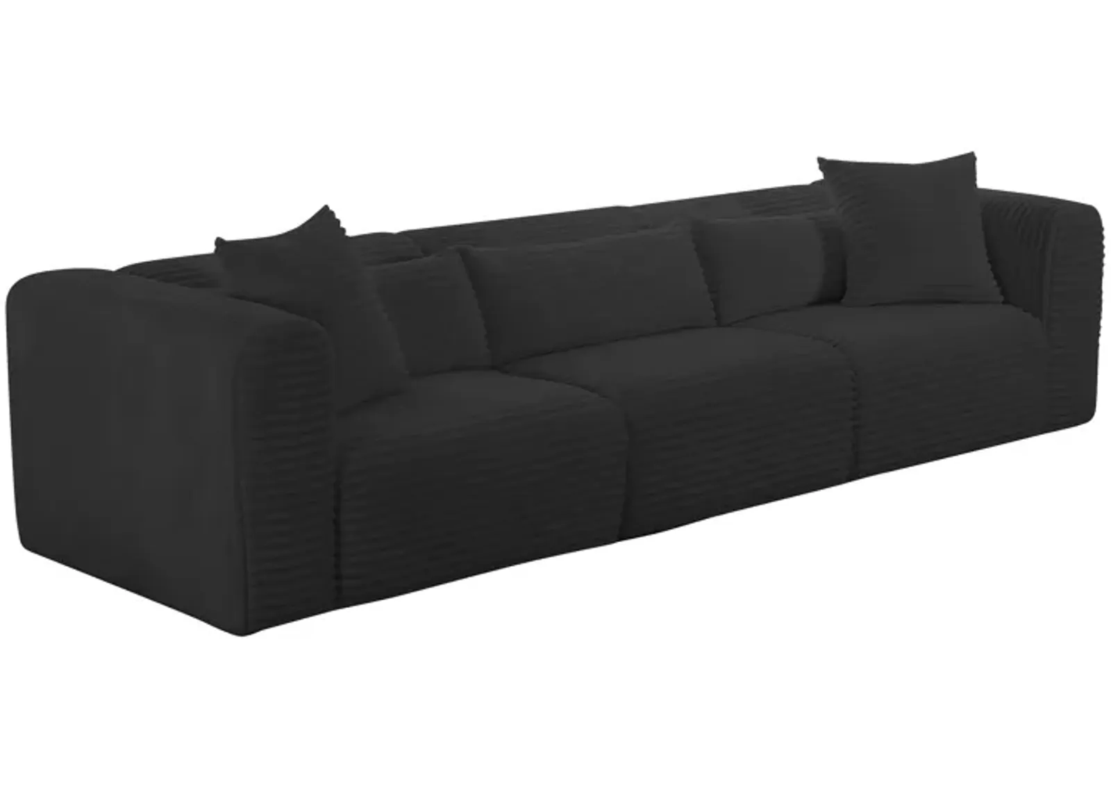 Tarra Fluffy Oversized Black Corduroy Modular Sofa