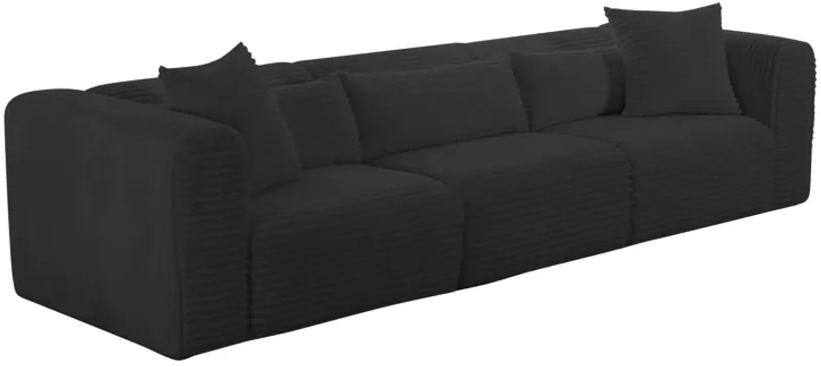 Tarra Fluffy Oversized Black Corduroy Modular Sofa