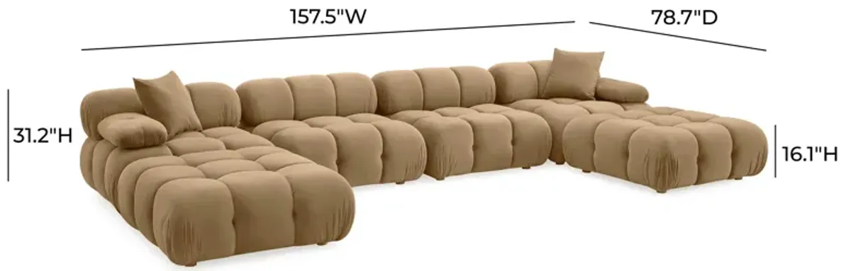 Calliope Cafe Au Lait Performance Velvet 6-piece Modular U-Sectional