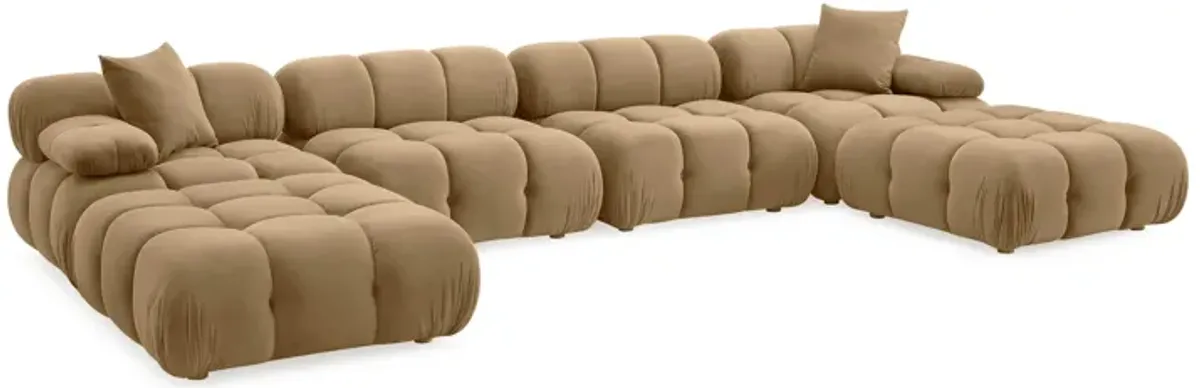 Calliope Cafe Au Lait Performance Velvet 6-piece Modular U-Sectional