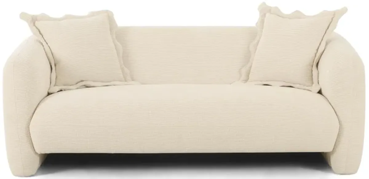 Lou Sandstone Textured Fabric Loveseat