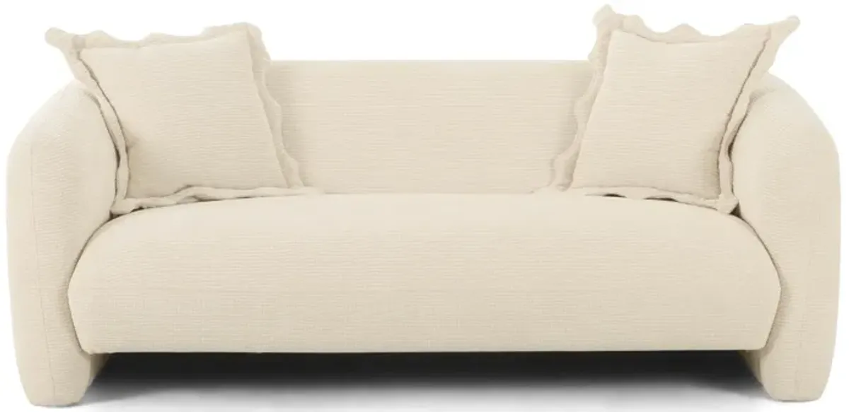 Lou Sandstone Textured Fabric Loveseat
