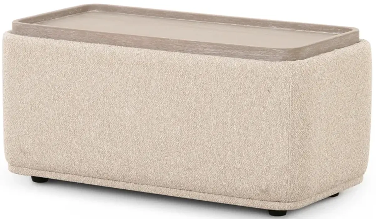 Sylvie Cream Boucle Ottoman Table